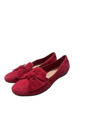 Clarks Red Bow Suede Flats Women's Slip-On Loafers Size 9 Gracelin Jonas